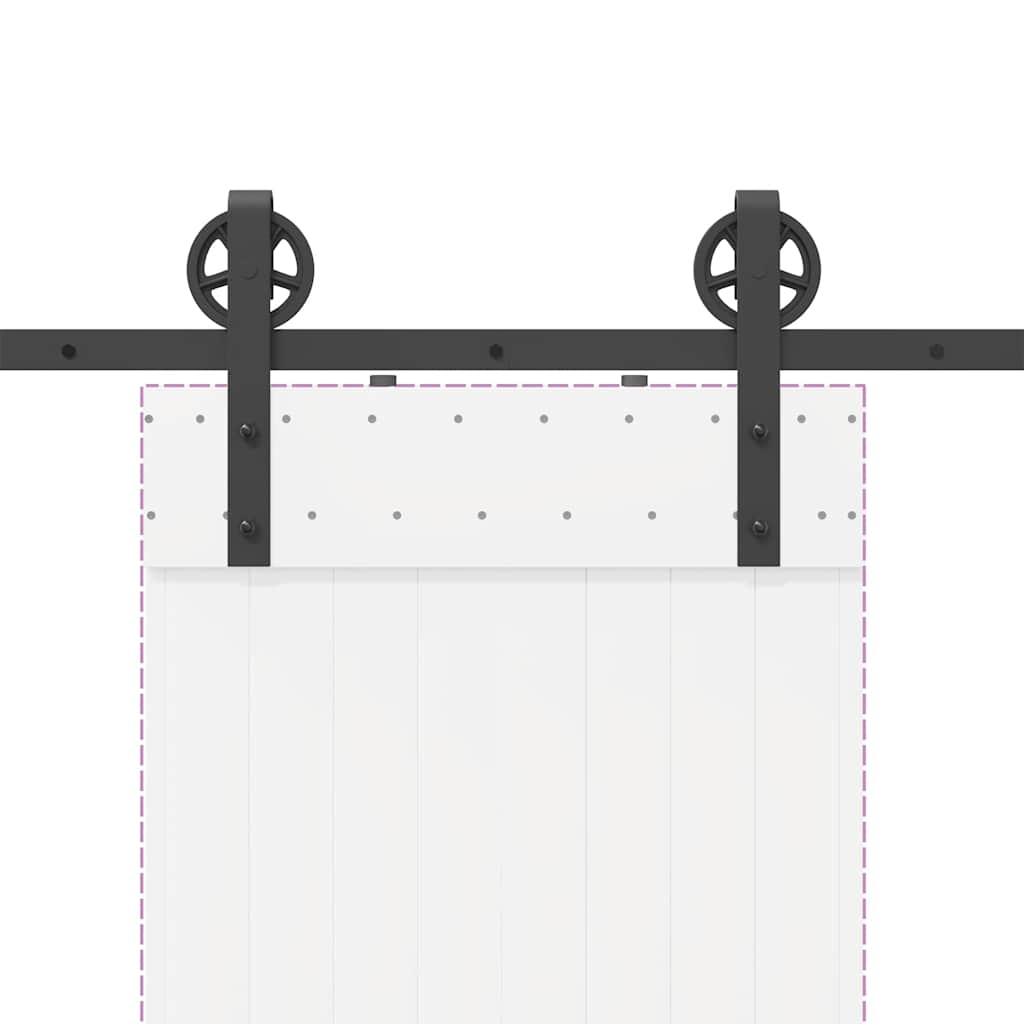 Schiebetürbeschlag-Set 200 cm Stahl Schwarz