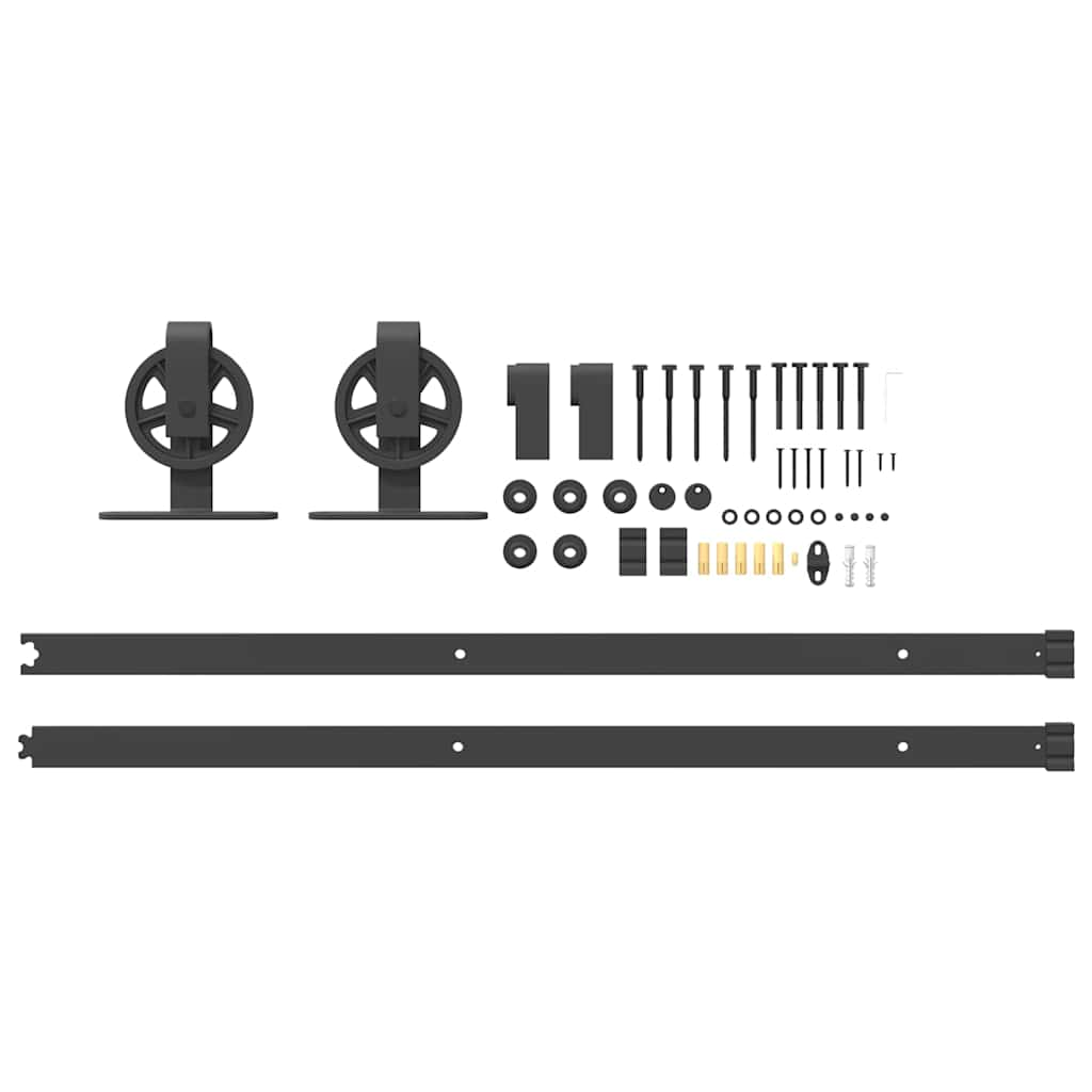 Schiebetürbeschlag-Set 200 cm Stahl Schwarz