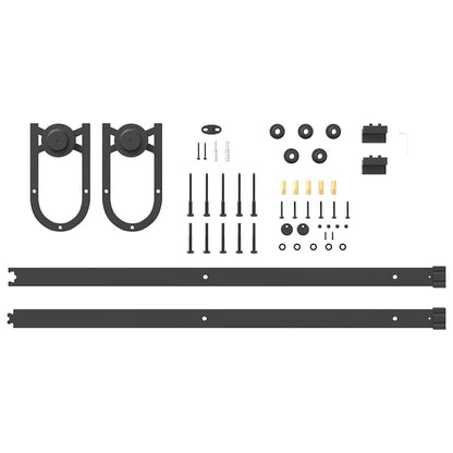 Schiebetürbeschlag-Set 200 cm Stahl Schwarz