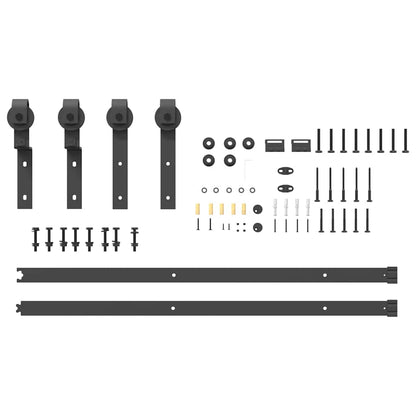 Schiebetürbeschlag-Set 200 cm Stahl Schwarz