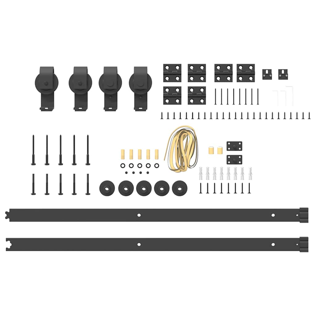 Schiebetürbeschlag-Set 183 cm Stahl Schwarz