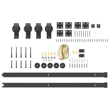 Schiebetürbeschlag-Set 183 cm Stahl Schwarz