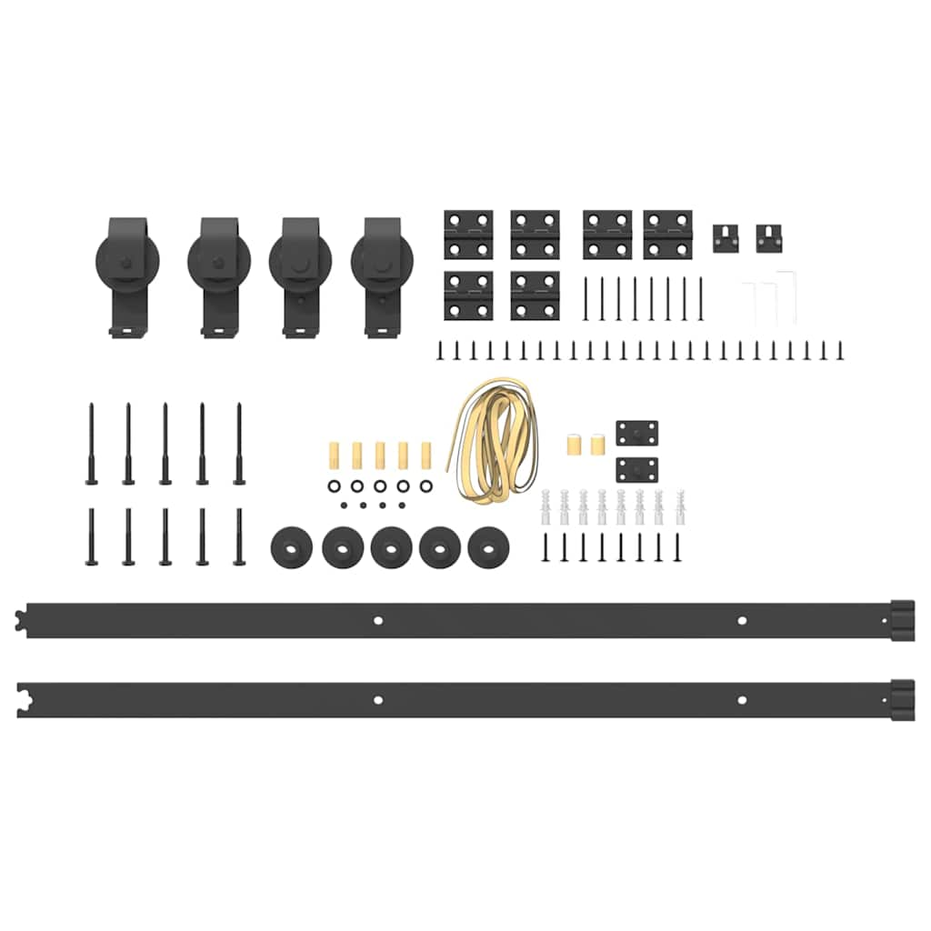 Schiebetürbeschlag-Set 200 cm Stahl Schwarz