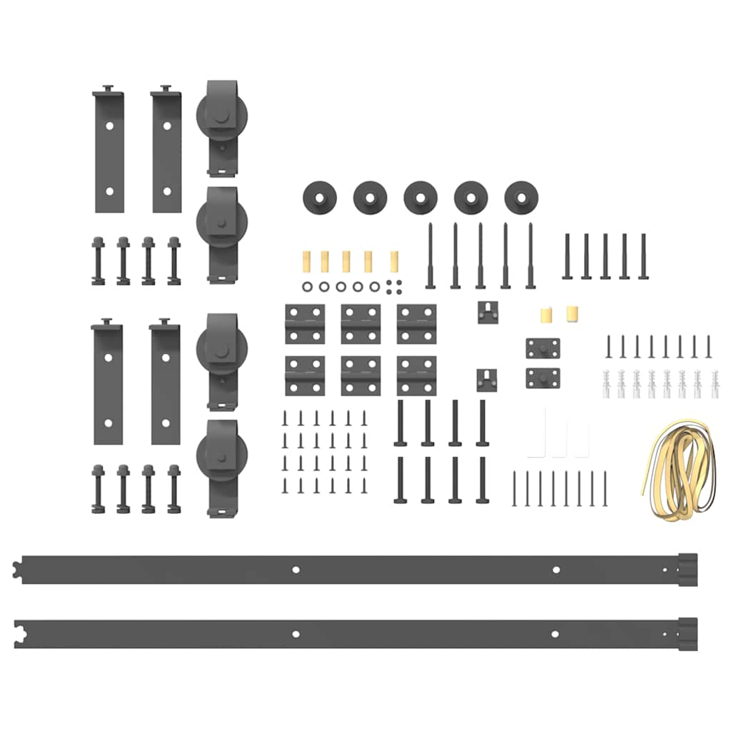 Schiebetürbeschlag-Set 183 cm Stahl Schwarz