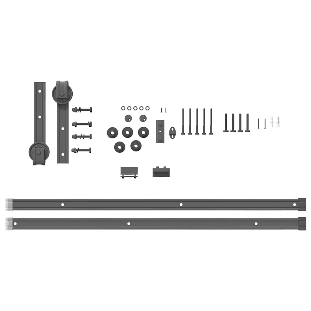 Schiebetürbeschlag-Set 183 cm Stahl Schwarz