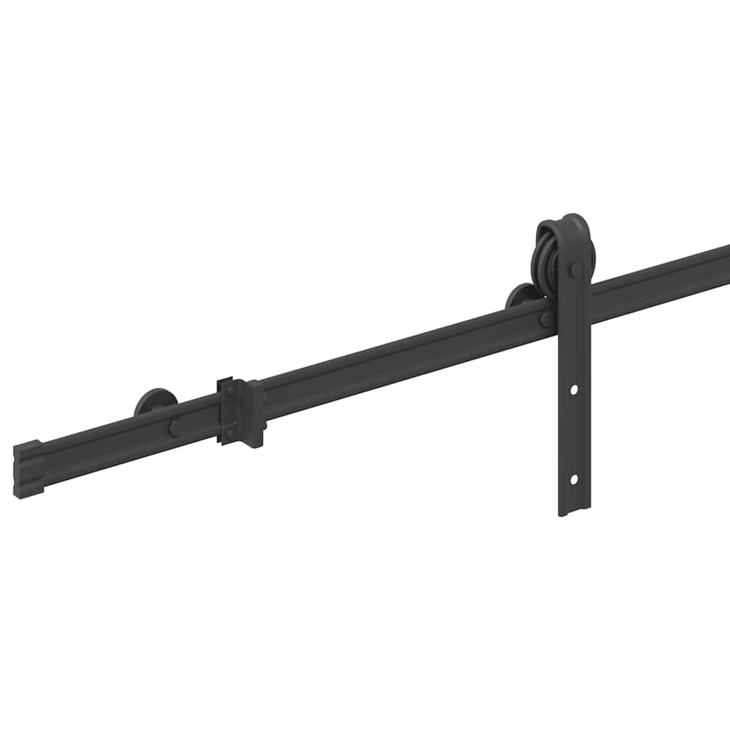 Schiebetürbeschlag-Set 183 cm Stahl Schwarz