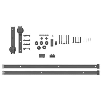 Schiebetürbeschlag-Set 200 cm Stahl Schwarz