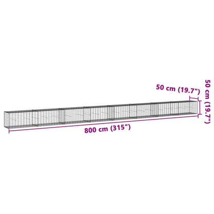 Gabione mit Deckel 800x50x50 cm Verzinktes Eisen