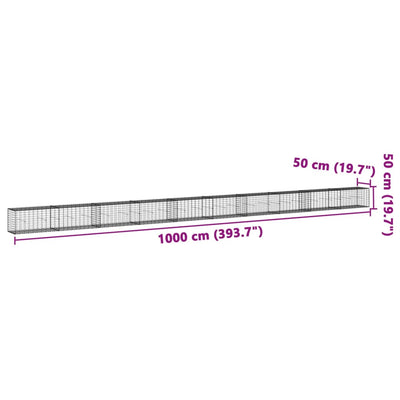 Gabione mit Deckel 1000x50x50 cm Verzinktes Eisen