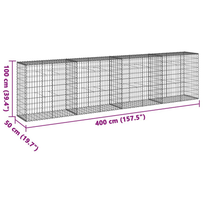 Gabione mit Deckel 400x50x100 cm Verzinktes Eisen