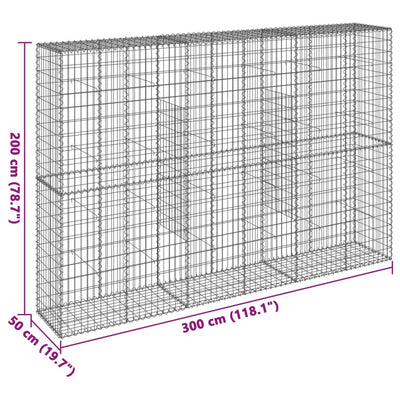 Gabione mit Deckel 300x50x200 cm Verzinktes Eisen