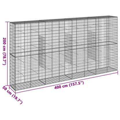 Gabione mit Deckel 400x50x200 cm Verzinktes Eisen