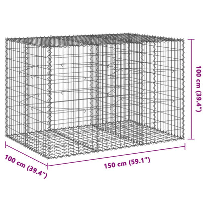 Gabione mit Deckel 150x100x100 cm Verzinktes Eisen