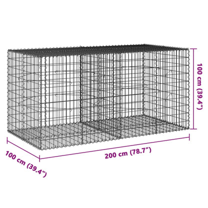 Gabione mit Deckel 200x100x100 cm Verzinktes Eisen