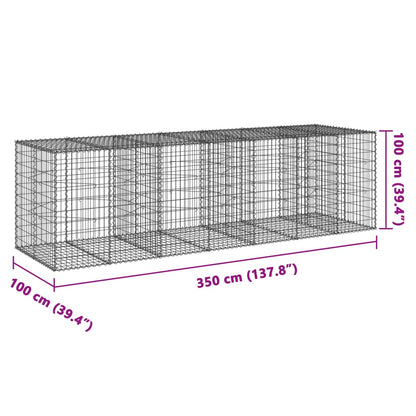 Gabione mit Deckel 350x100x100 cm Verzinktes Eisen