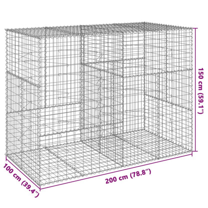 Gabione mit Deckel 200x100x150 cm Verzinktes Eisen