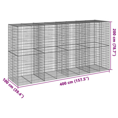 Gabione mit Deckel 400x100x200 cm Verzinktes Eisen