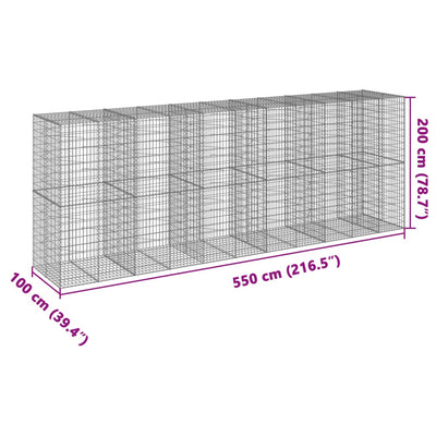 Gabione mit Deckel 550x100x200 cm Verzinktes Eisen