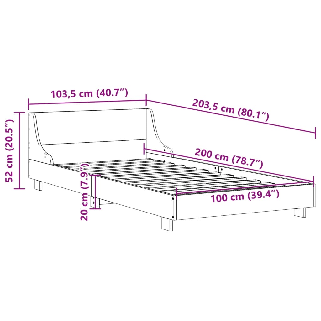 Massivholzbett ohne Matratze 100x200 cm Kiefernholz