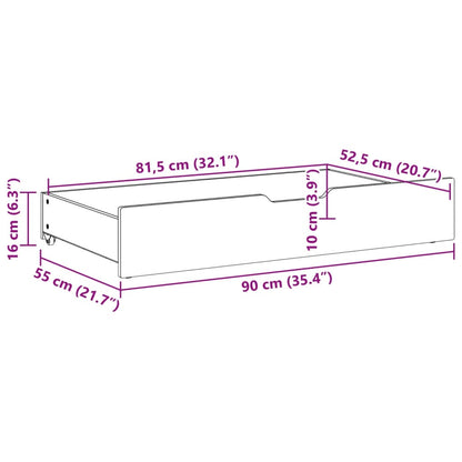 Bettschubladen 2 Stk. Wachsbraun 90x55x16 cm Massivholz Kiefer