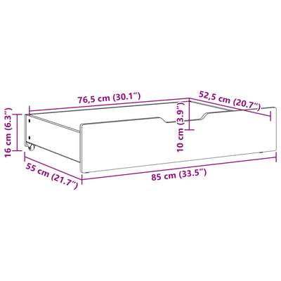 Bettschubladen mit Rollen 2 Stk. 85x55x16 cm Massivholz Kiefer