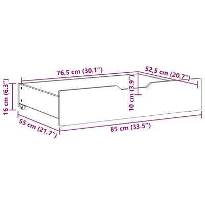 Bettschubladen 2 Stk. Wachsbraun 85x55x16 cm Massivholz Kiefer