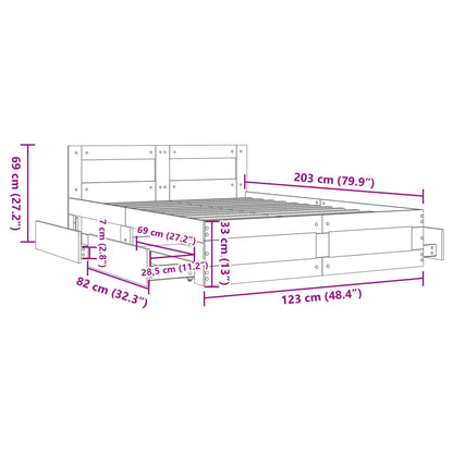 Bettgestell mit Kopfteil Sonoma-Eiche 120x200 cm Holzwerkstoff