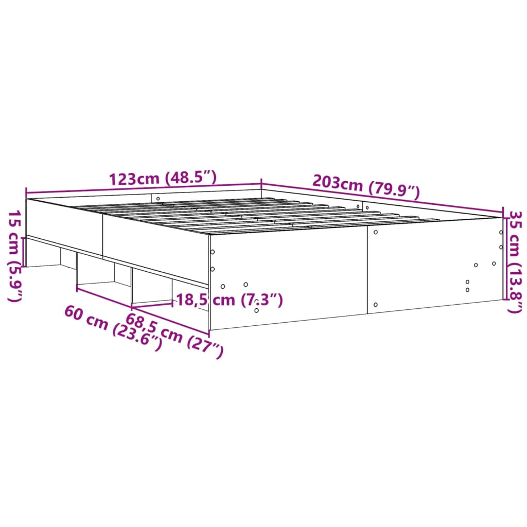 Bettgestell Weiß 120x200 cm Holzwerkstoff