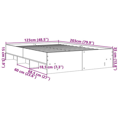 Bettgestell ohne Matratze Räuchereiche 120x200 cm Holzwerkstoff