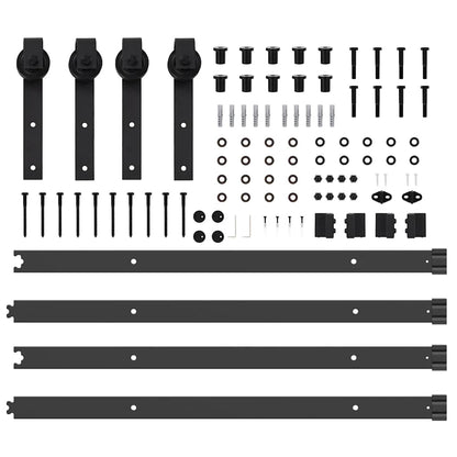 Schiebetürbeschlag-Set 152,5 cm Stahl Schwarz