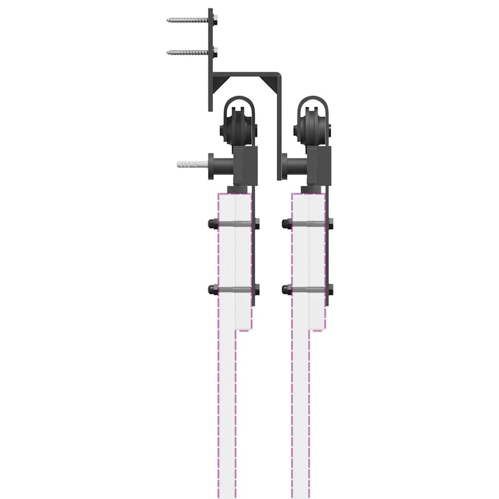 Schiebetürbeschlag-Set 213,5 cm Stahl Schwarz