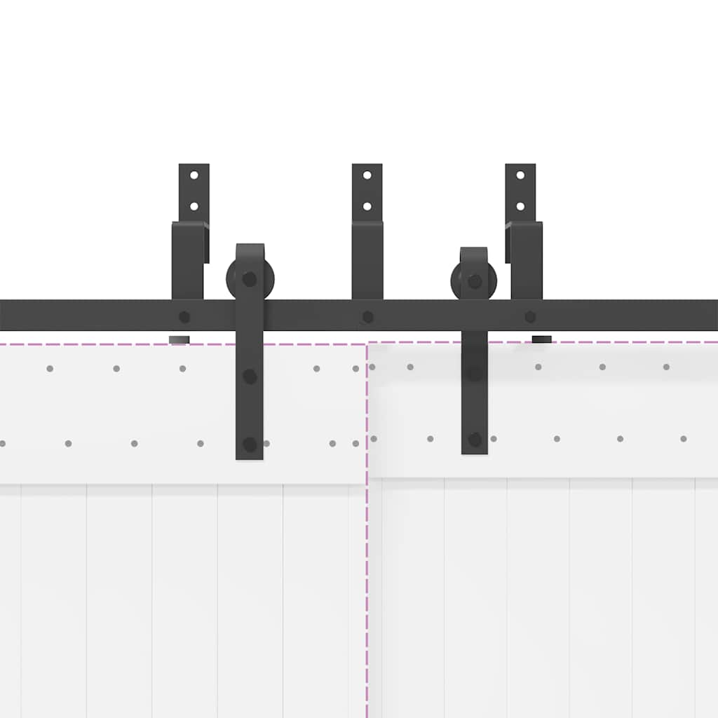 Schiebetürbeschlag-Set 213,5 cm Stahl Schwarz