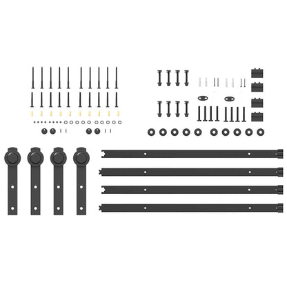 Schiebetürbeschlag-Set 183 cm Stahl Schwarz