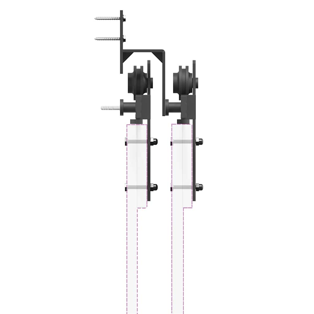 Schiebetürbeschlag-Set 183 cm Stahl Schwarz