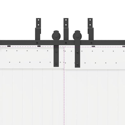 Schiebetürbeschlag-Set 183 cm Stahl Schwarz