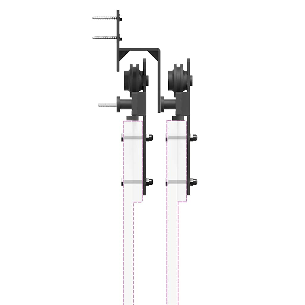 Schiebetürbeschlag-Set 200 cm Stahl Schwarz