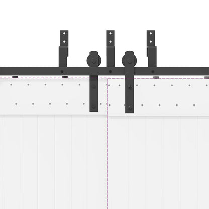 Schiebetürbeschlag-Set 200 cm Stahl Schwarz