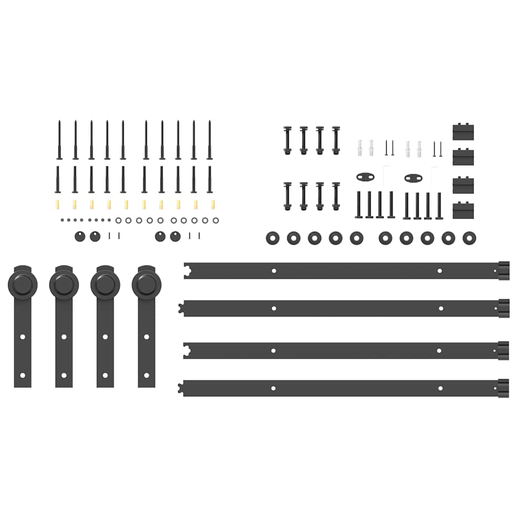 Schiebetürbeschlag-Set 152,5 cm Stahl Schwarz