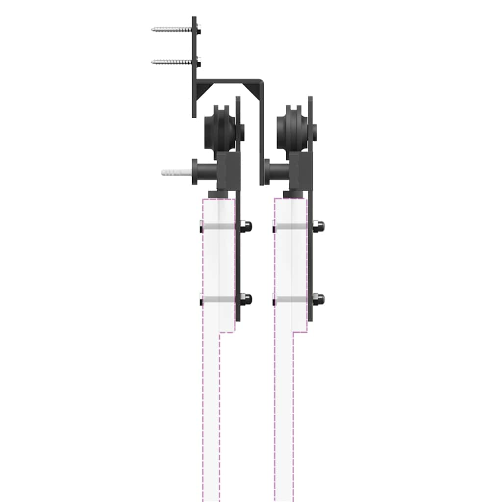 Schiebetürbeschlag-Set 213,5 cm Stahl Schwarz