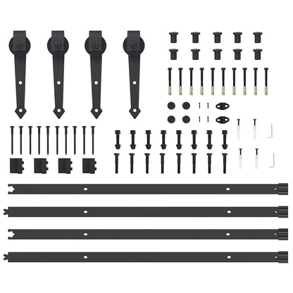 Schiebetürbeschlag-Set 213,5 cm Stahl Schwarz