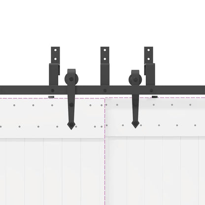 Schiebetürbeschlag-Set 213,5 cm Stahl Schwarz