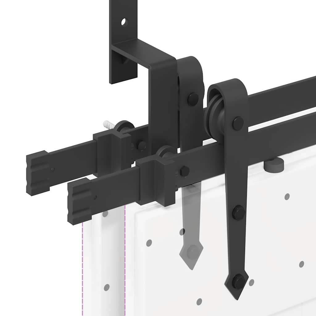 Schiebetürbeschlag-Set 213,5 cm Stahl Schwarz