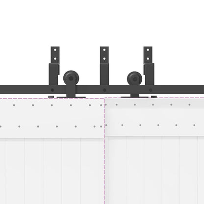 Schiebetürbeschlag-Set 213,5 cm Stahl Schwarz