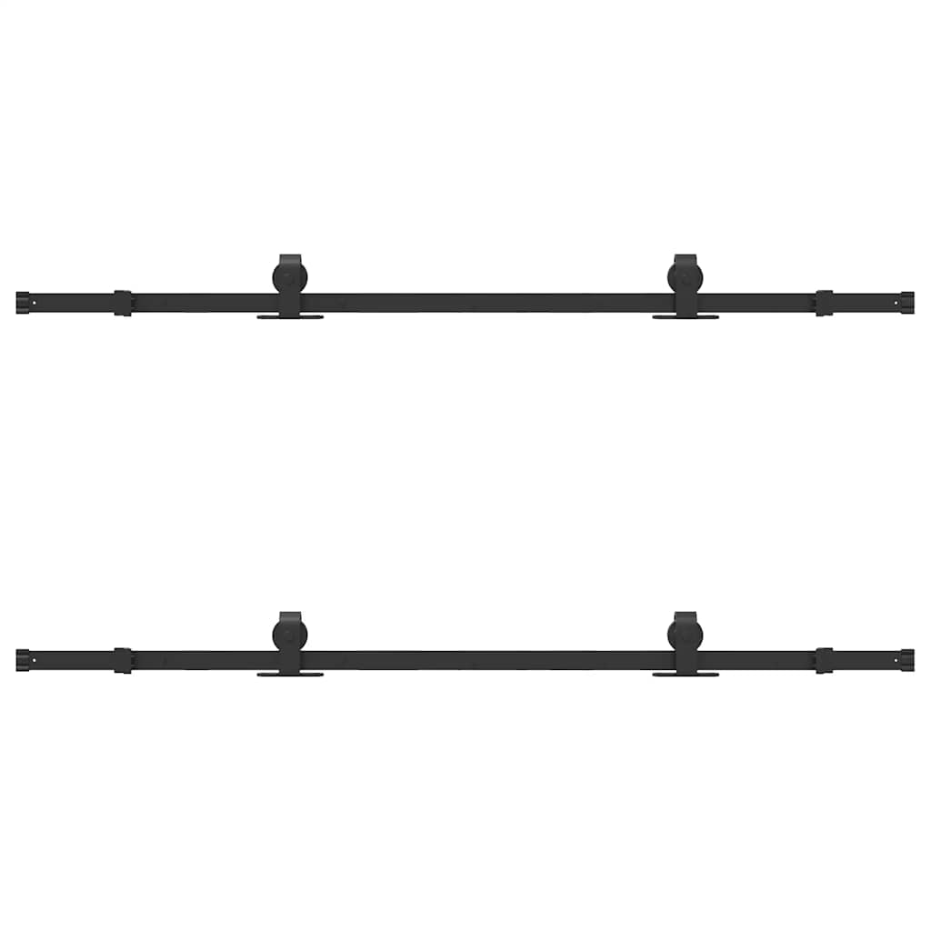 Schiebetürbeschlag-Set 183 cm Stahl Schwarz