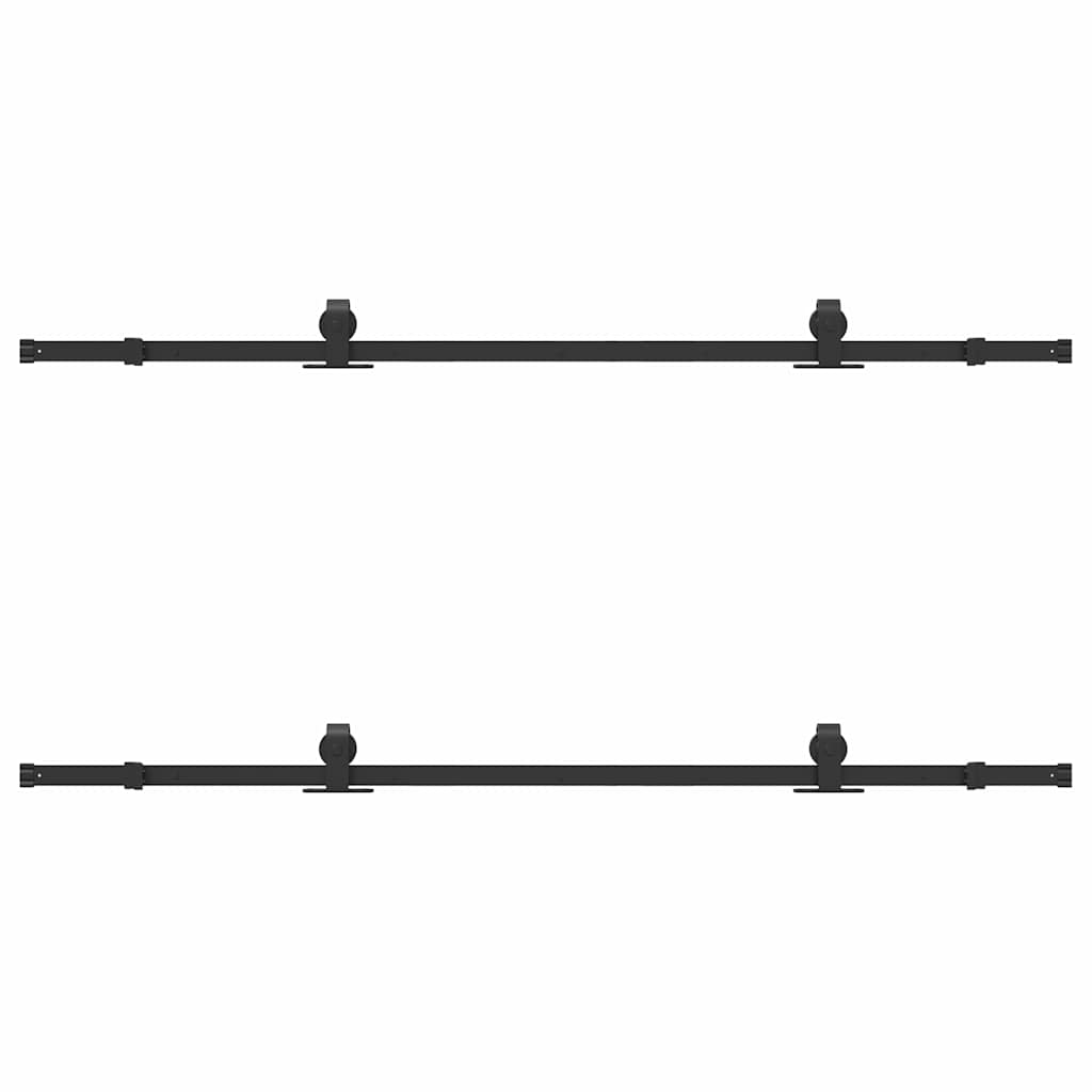 Schiebetürbeschlag-Set 200 cm Stahl Schwarz