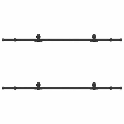 Schiebetürbeschlag-Set 200 cm Stahl Schwarz