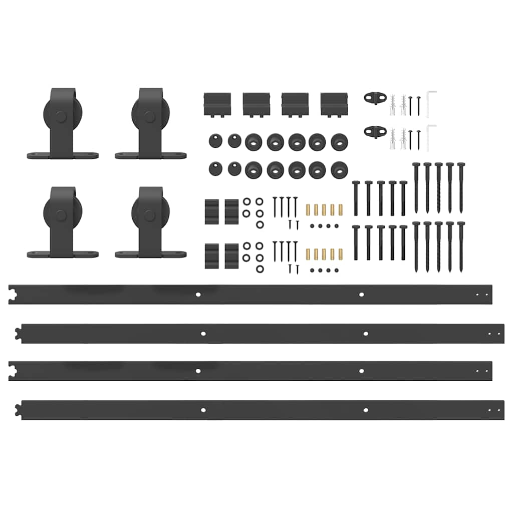 Schiebetürbeschlag-Set 200 cm Stahl Schwarz