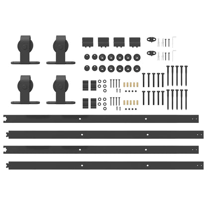 Schiebetürbeschlag-Set 200 cm Stahl Schwarz