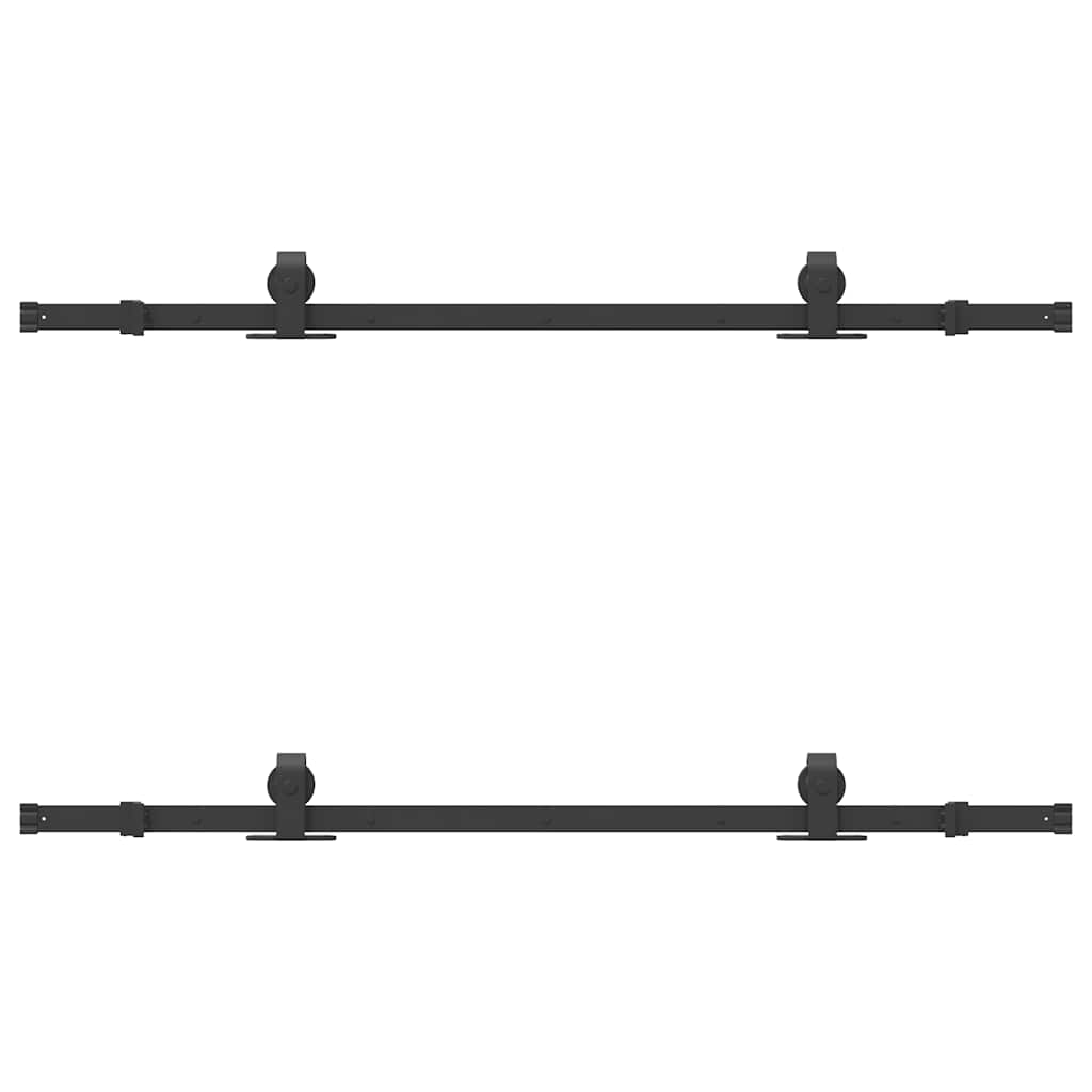 Schiebetürbeschlag-Set 152,5 cm Stahl Schwarz