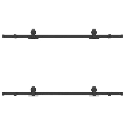 Schiebetürbeschlag-Set 152,5 cm Stahl Schwarz